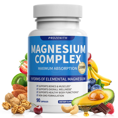 ALVETA Magnesium Complex Supplement - 9 Elemental Magnesium 1000mg | Glycinate, Citrate, Malate, Taurate