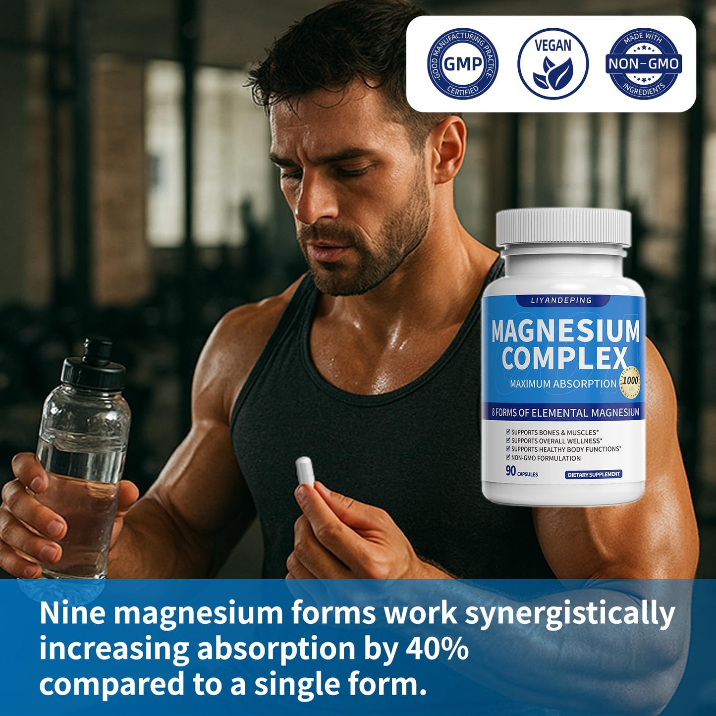 ALVETA Magnesium Complex Supplement - 9 Elemental Magnesium 1000mg | Glycinate, Citrate, Malate, Taurate