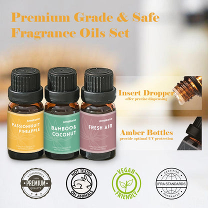 AmaKane Summer Essential Oils – Fragrance Oils for Soap Making, Candle Making, Diffuser Oils (6x10 ml)