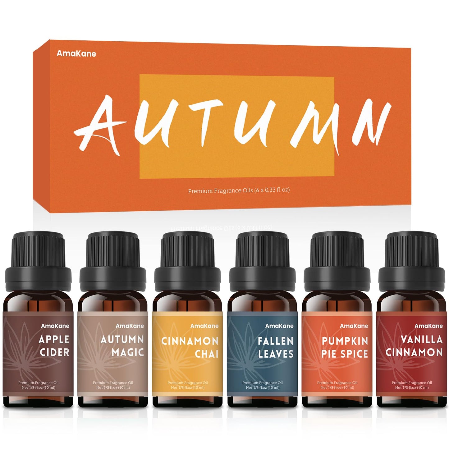 AmaKane Fall Fragrance Oil Set - 6x10ml for Diffusers, Candles & Soaps