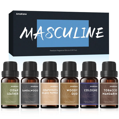 AmaKane Fragrance Oils – Masculine Scents for Men (6x10 ml each)