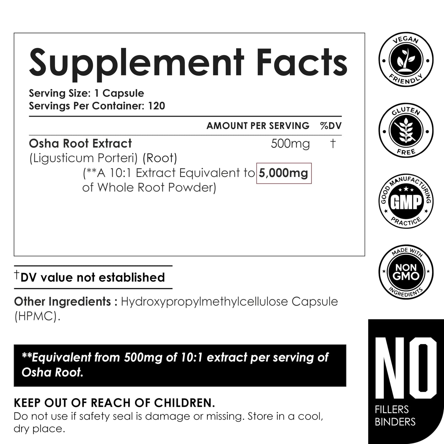 AMALTH OSHA Root 20:1 Extract – 1000mg, 120 Vegan Capsules, 15X Concentrated, Non-GMO