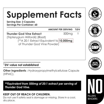 AMALTH Thunder God Vine Root Capsules – Tripterygium Wilfordii Extract, 120 Capsules