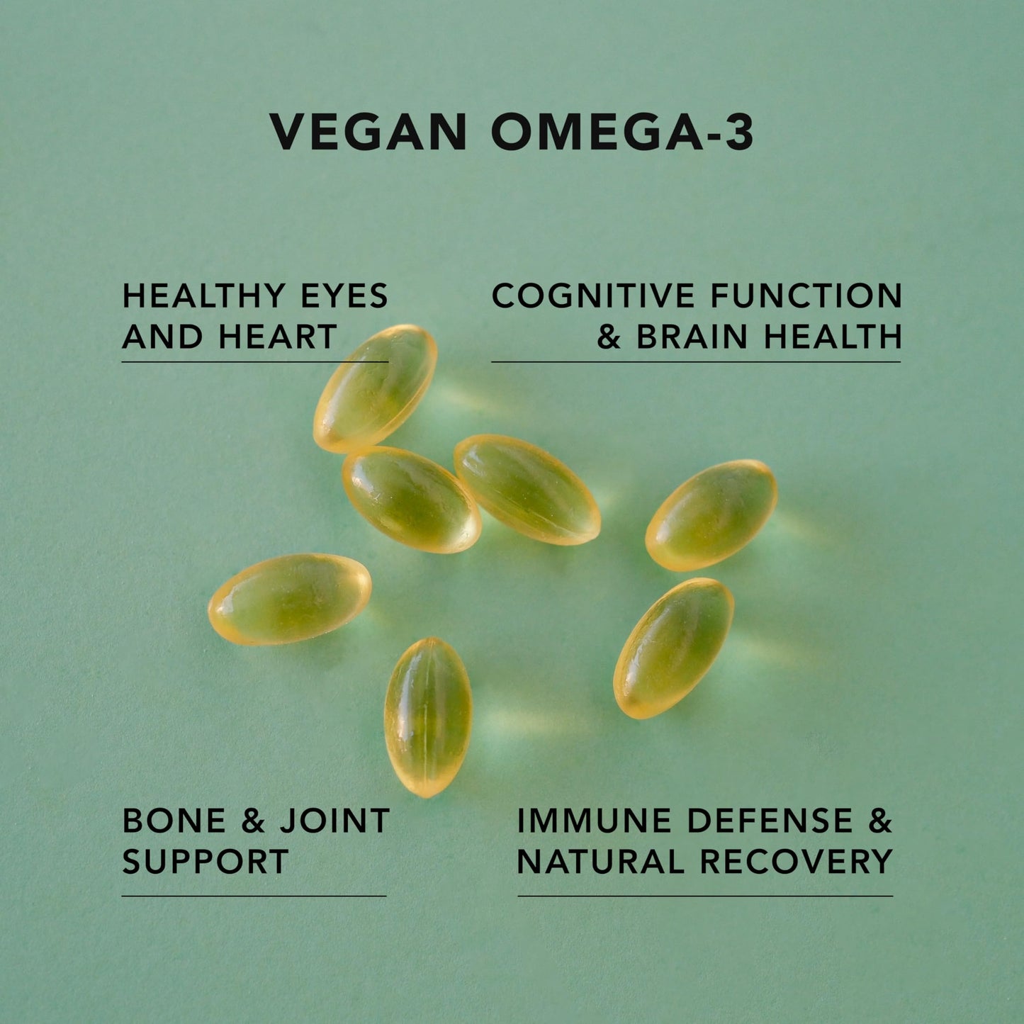 AMANDEAN Vegan Omega-3 Supplement – Algae DHA & EPA, Carrageenan-Free (120ct)