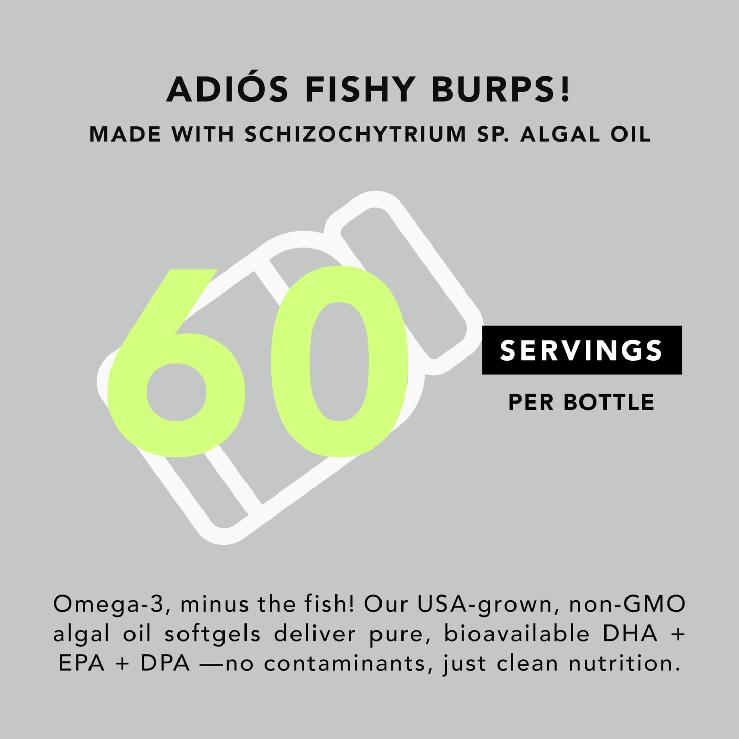 AMANDEAN Vegan Omega-3 Supplement – Algae DHA & EPA, Carrageenan-Free (120ct)