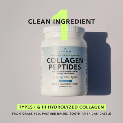 AMANDEAN Collagen Peptides Powder – 17.6oz, Grass-Fed, Unflavored