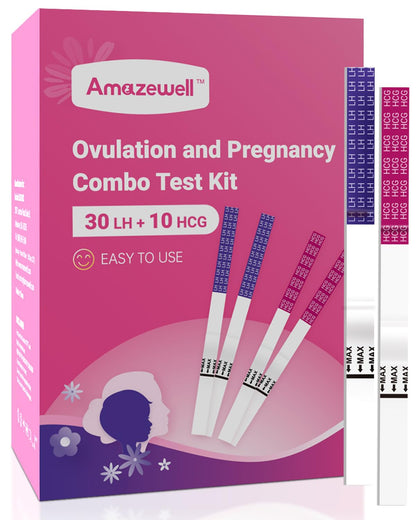 Amazewell Ovulation & Pregnancy Test Strips Kit - 30 LH + 10 HCG