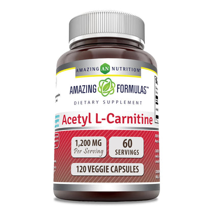 Amazing Formulas Acetyl L-Carnitine 1200 Mg – 120 Veggie Capsules | Made in USA