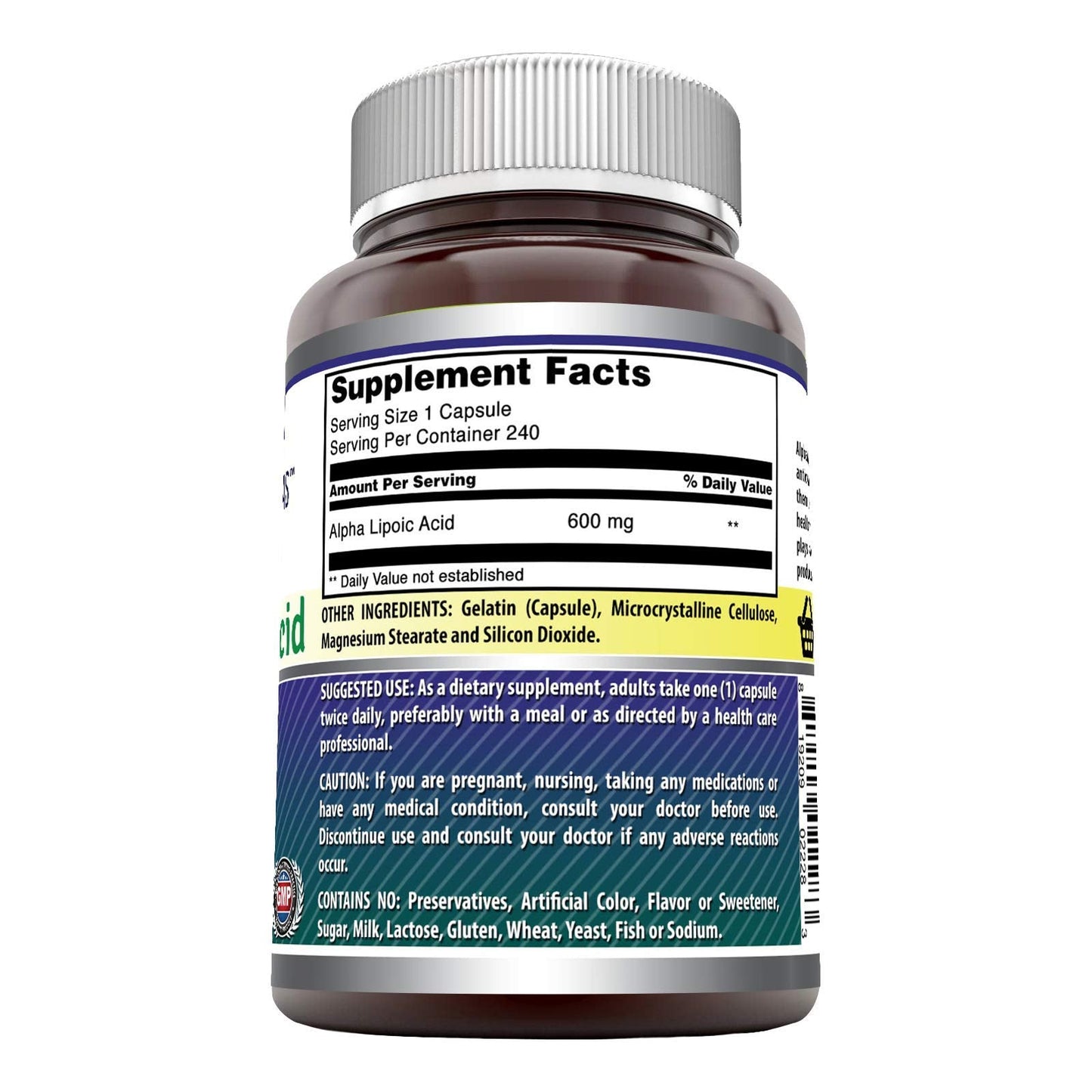 Amazing Formulas Alpha Lipoic Acid | 600 Mg Per Serving Supplement | Capsules | Non-GMO | Gluten Free | Made in USA (240 Count)