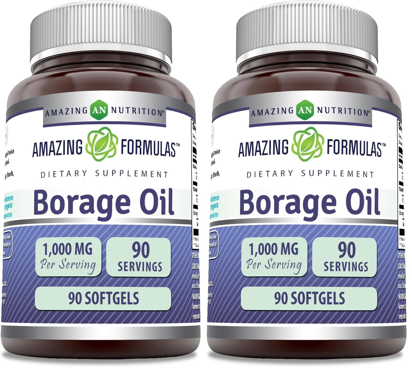 Amazing Formulas Borage Oil Supplement - 2000 mg per Serving | 2-Pack (90 Count) Softgels | Non-GMO, Gluten-Free | Made in USA