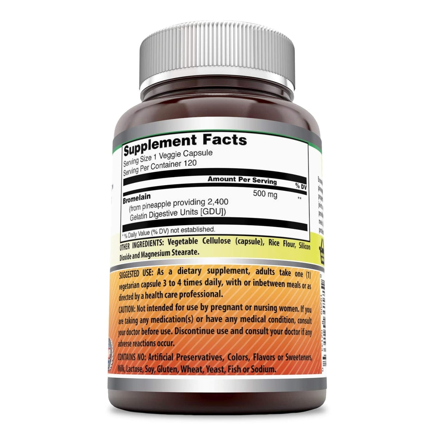 Amazing Formulas Bromelain Supplement - 500 mg, 2400 GDU, 120 Veggie Capsules (2 Pack)