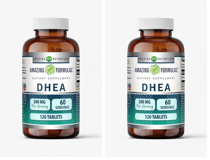 Amazing Formulas DHEA 200 mg - 120 Tablets - Pack of 2 | Non-GMO, Gluten-Free
