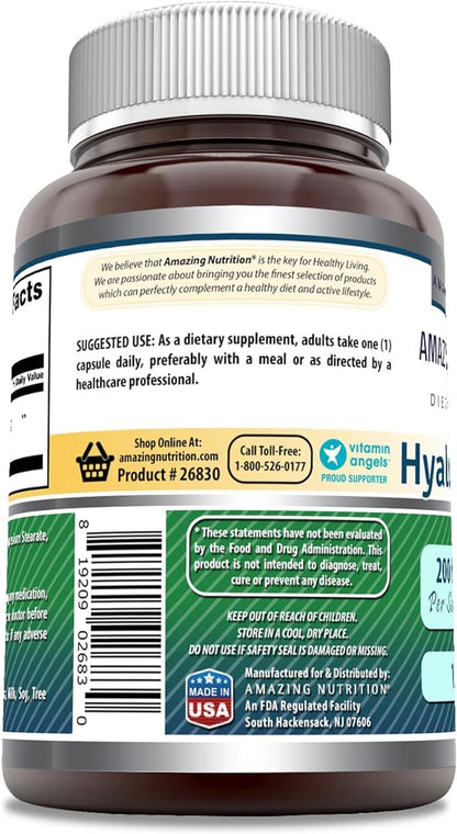 Amazing Formulas Hyaluronic Acid 200 mg – Non-GMO, Gluten Free, Made in USA (120 Count, 2 Pack)