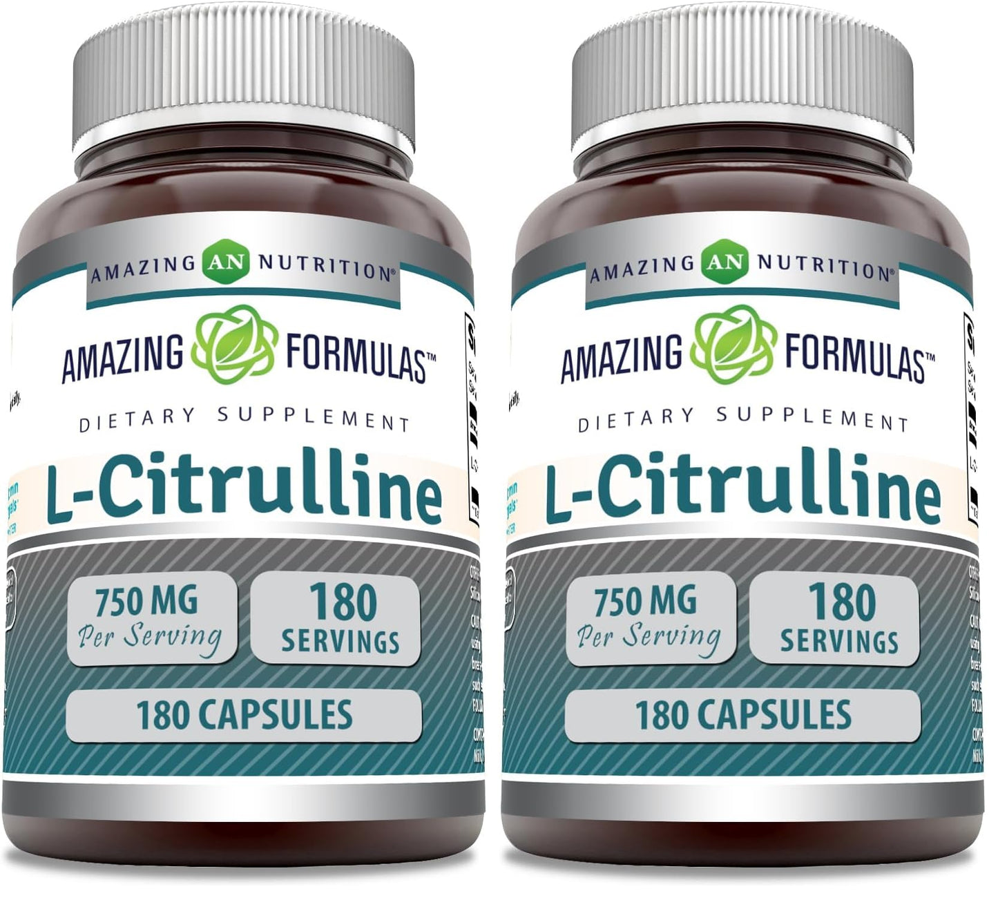 Amazing Formulas L-Citrulline Supplement | 750 Mg Per Serving | 180 Capsules | Non-GMO | Gluten-Free | Made in USA (Pack of 2)