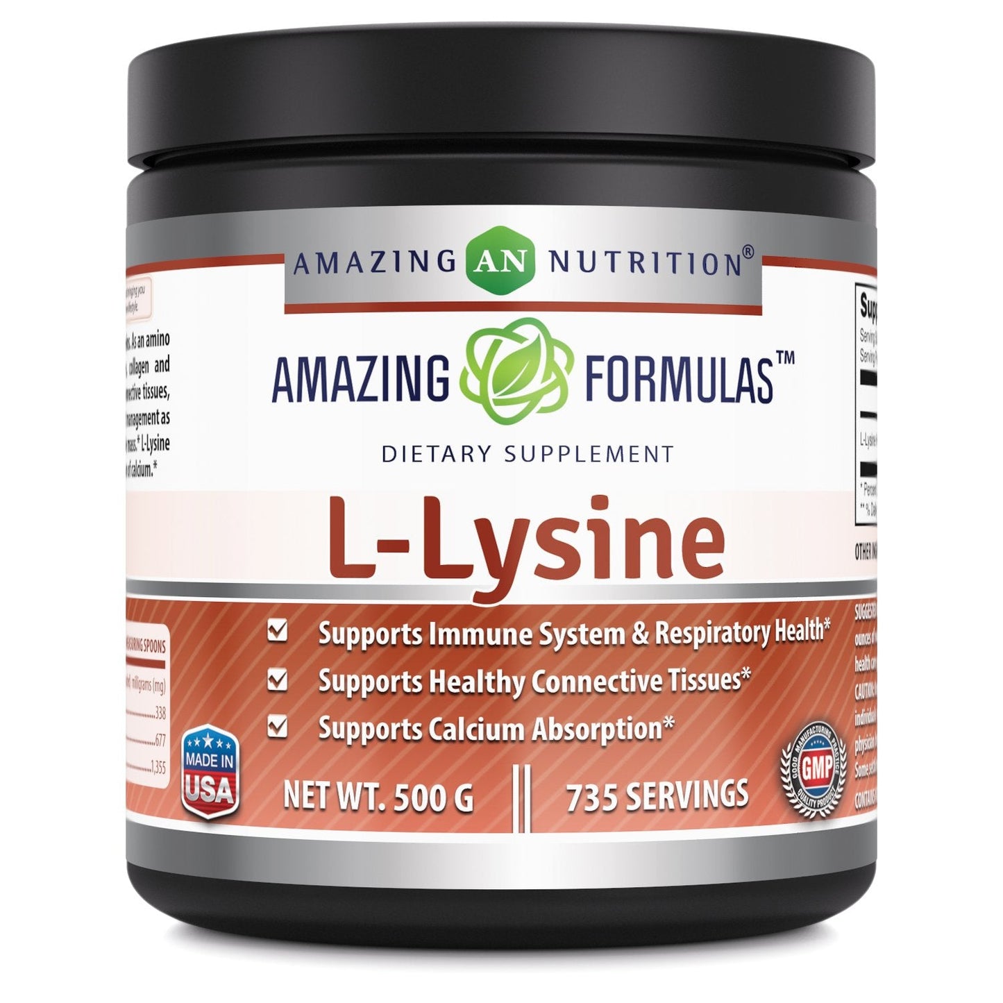 Amazing Formulas L-Lysine Powder 680mg – Non-GMO, Gluten Free (500g)