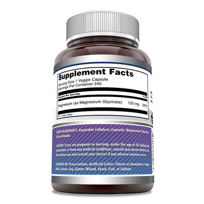 Amazing Formulas Magnesium Glycinate 120 mg – Veggie Capsules | Non-GMO | Gluten Free (240 Count)