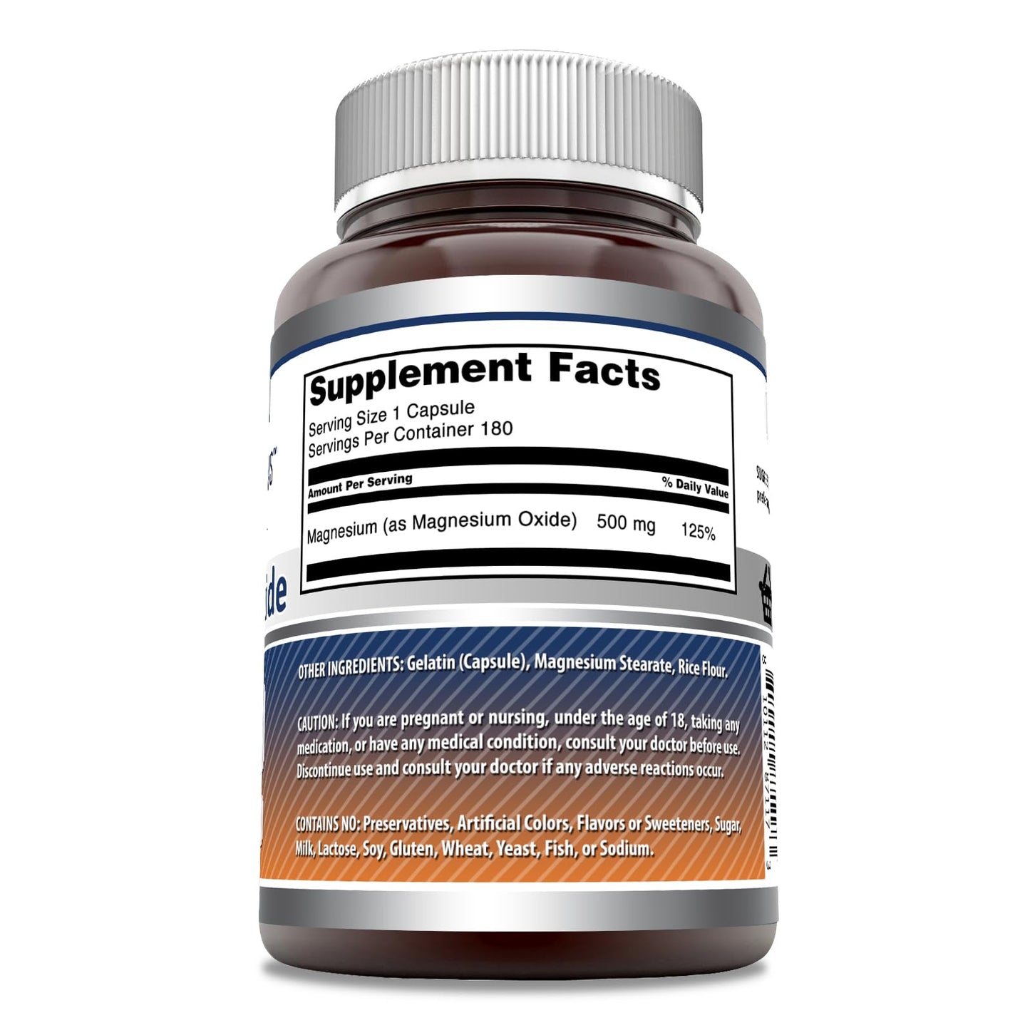 Amazing Formulas Magnesium Oxide 500 mg – 180 Capsules | Non-GMO, Gluten-Free | Made in USA