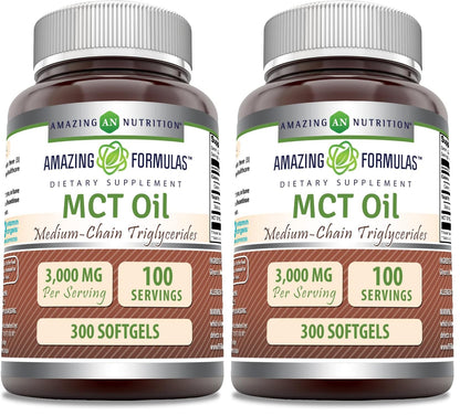 Amazing Formulas MCT Oil Softgels – 1000 Mg per Serving, Non-GMO, Gluten-Free, Made in USA (2 Pack, 300 Count)