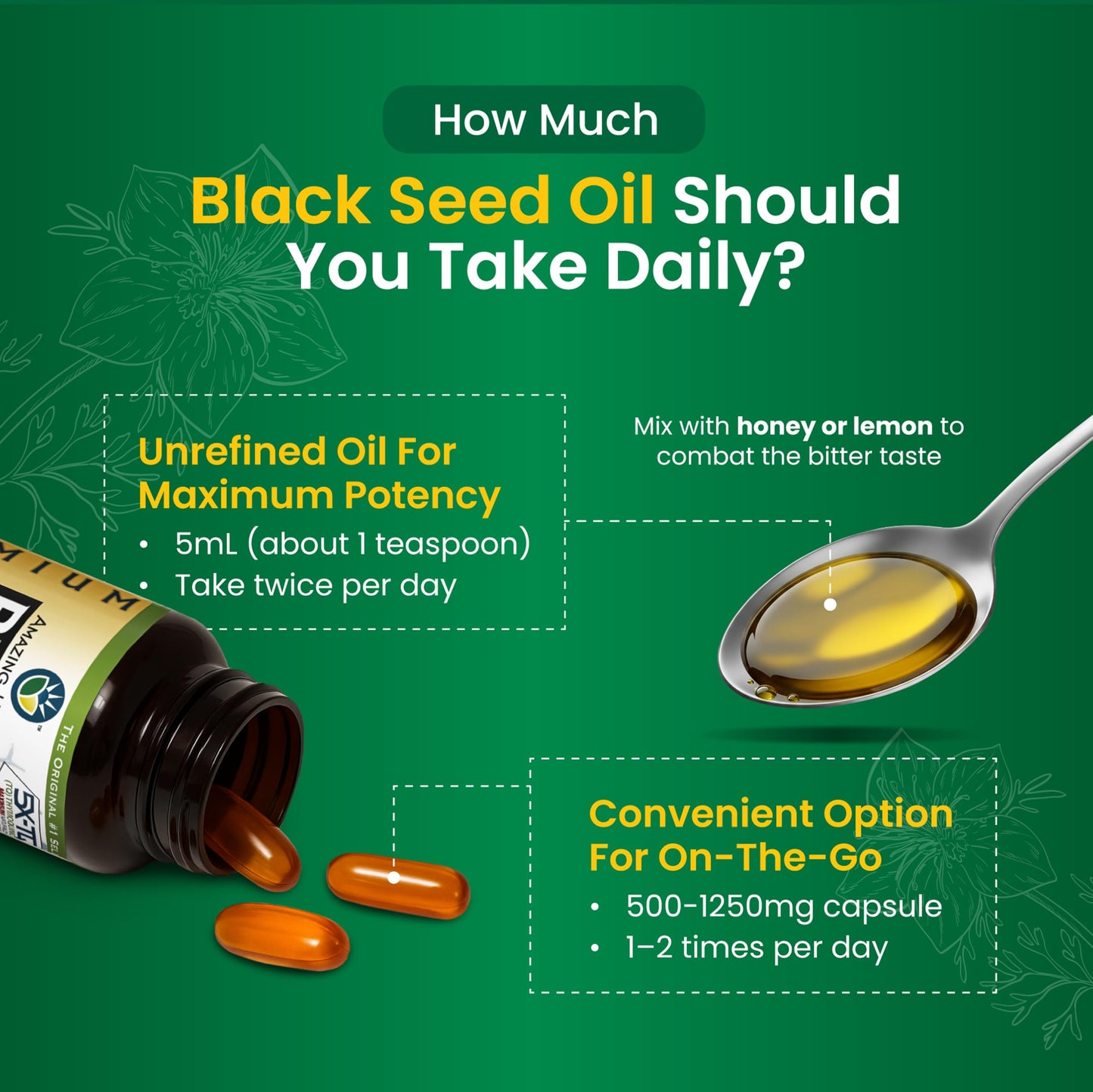 Amazing Herbs Black Seed Oil - Cold Pressed Nigella Sativa 8 oz