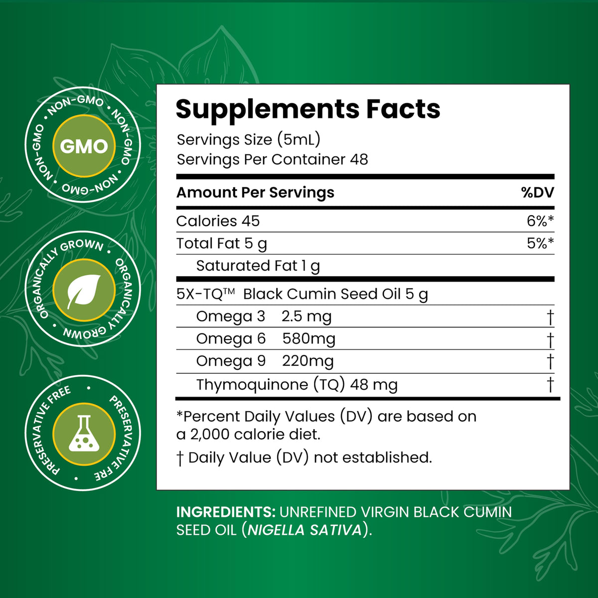 Amazing Herbs Premium Black Seed Oil – Gluten Free, Non-GMO, Cold Pressed Nigella Sativa – 16 Fl Oz (Pack of 2)