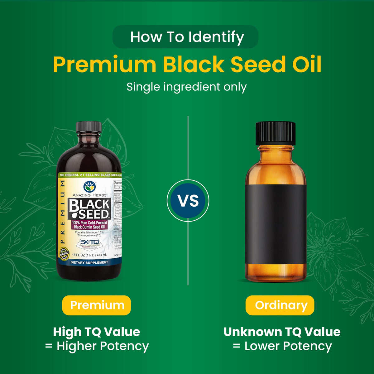 Amazing Herbs Premium Black Seed Oil - Gluten Free, Non-GMO, Cold-Pressed Nigella Sativa (16 oz x 2)