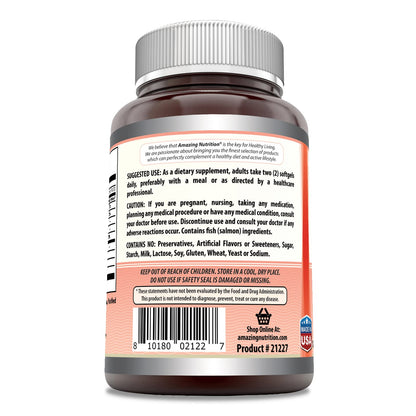 Amazing Omega Wild Alaskan Salmon Oil Supplement | 2000 Mg per Serving | 180 Softgels | Non-GMO | Gluten-Free | Made in USA
