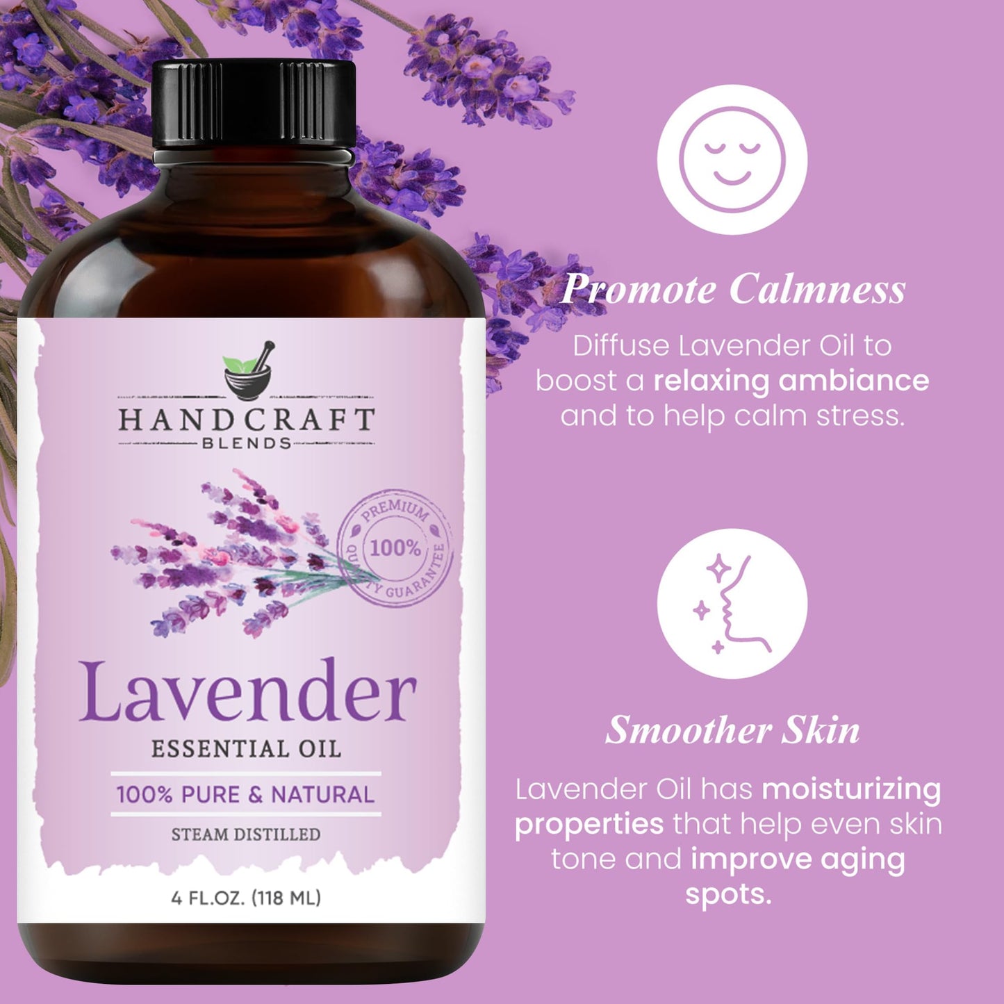 Handcraft Blends Lavender Essential Oil – 4 Fl Oz – 100% Pure & Natural, Premium Grade
