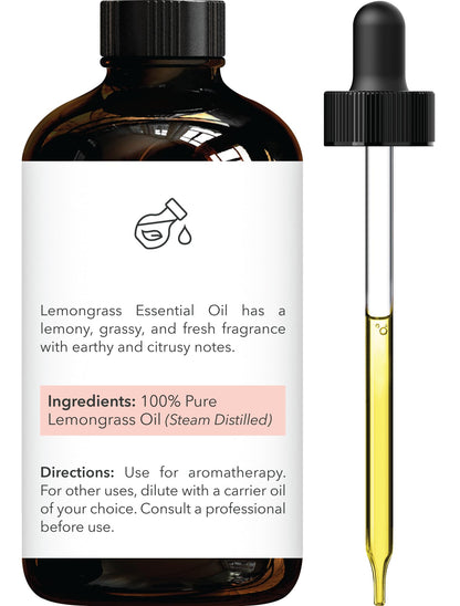Brooklyn Botany Lemongrass Essential Oil - 4 oz | Pure & Natural, Premium Grade