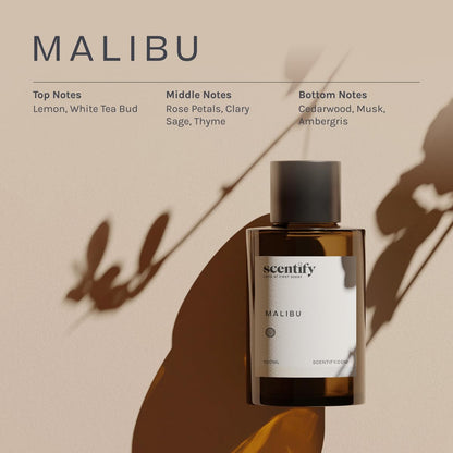 Scentify Malibu Aroma Oil Refill for Diffusers – Lemon, White Tea, Thyme, Cedar & Musk – 100ml (3.38 oz)