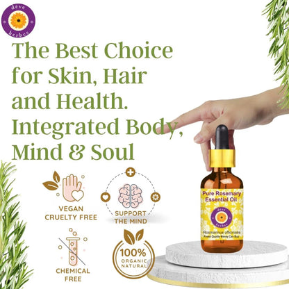 Deve Herbes Pure Rosemary Essential Oil - Steam Distilled 15ml (0.5 oz) | Rosmarinus officinalis
