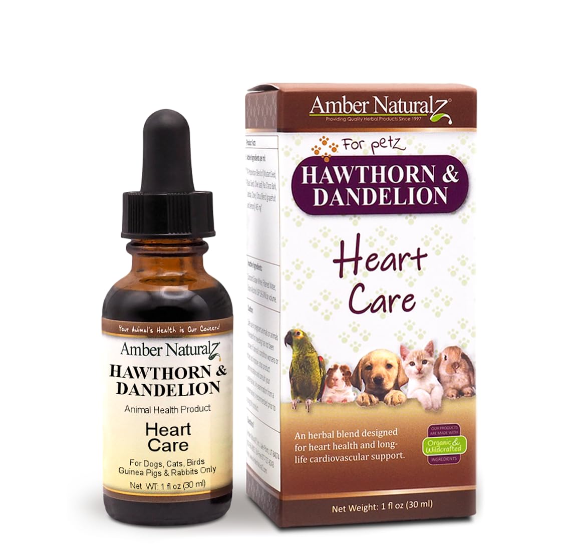 Amber NaturalZ Hawthorn & Dandelion Herbal Supplement for Pets | Heart Health & Circulation