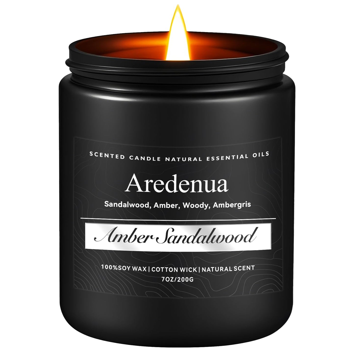Amber Sandalwood Candle – Masculine 7oz Soy Candle for Relaxation & Aromatherapy Gift