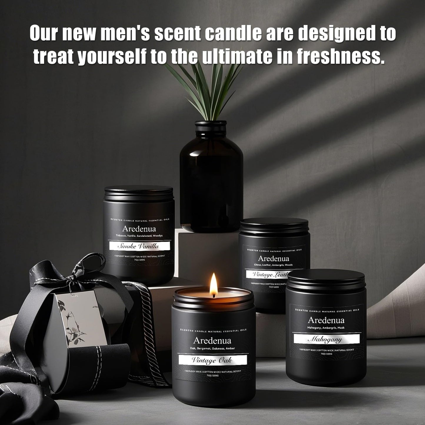 Amber Sandalwood Candle – Masculine 7oz Soy Candle for Relaxation & Aromatherapy Gift