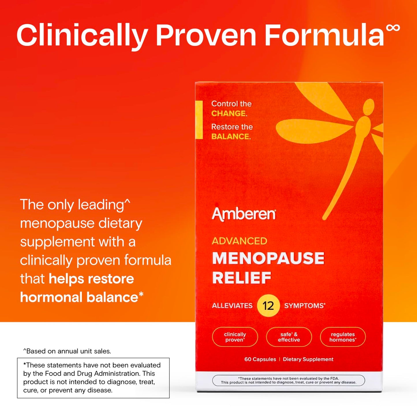 Amberen Menopause Supplement for Women – 180 Capsules – Clinically Proven 12-Symptom Relief
