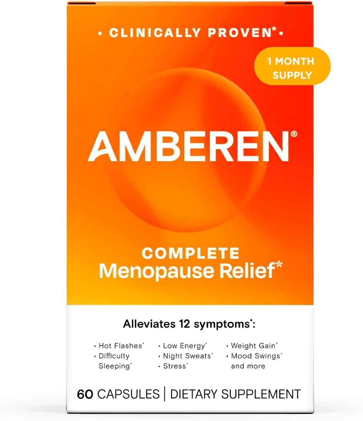 Amberen Menopause Supplement for Women - 60 Capsules | Supports Hormone Balance & 12 Symptom Relief