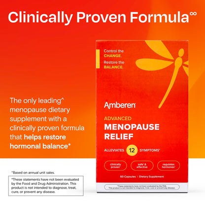 Amberen Menopause Supplement for Women - 60 Capsules | Supports Hormone Balance & 12 Symptom Relief