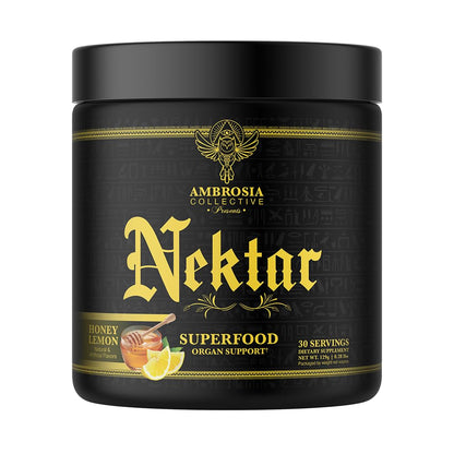 Ambrosia Nektar – Daily Organ Support Superfood Powder (13 Ingredients) | Honey Lemon | 30 Servings