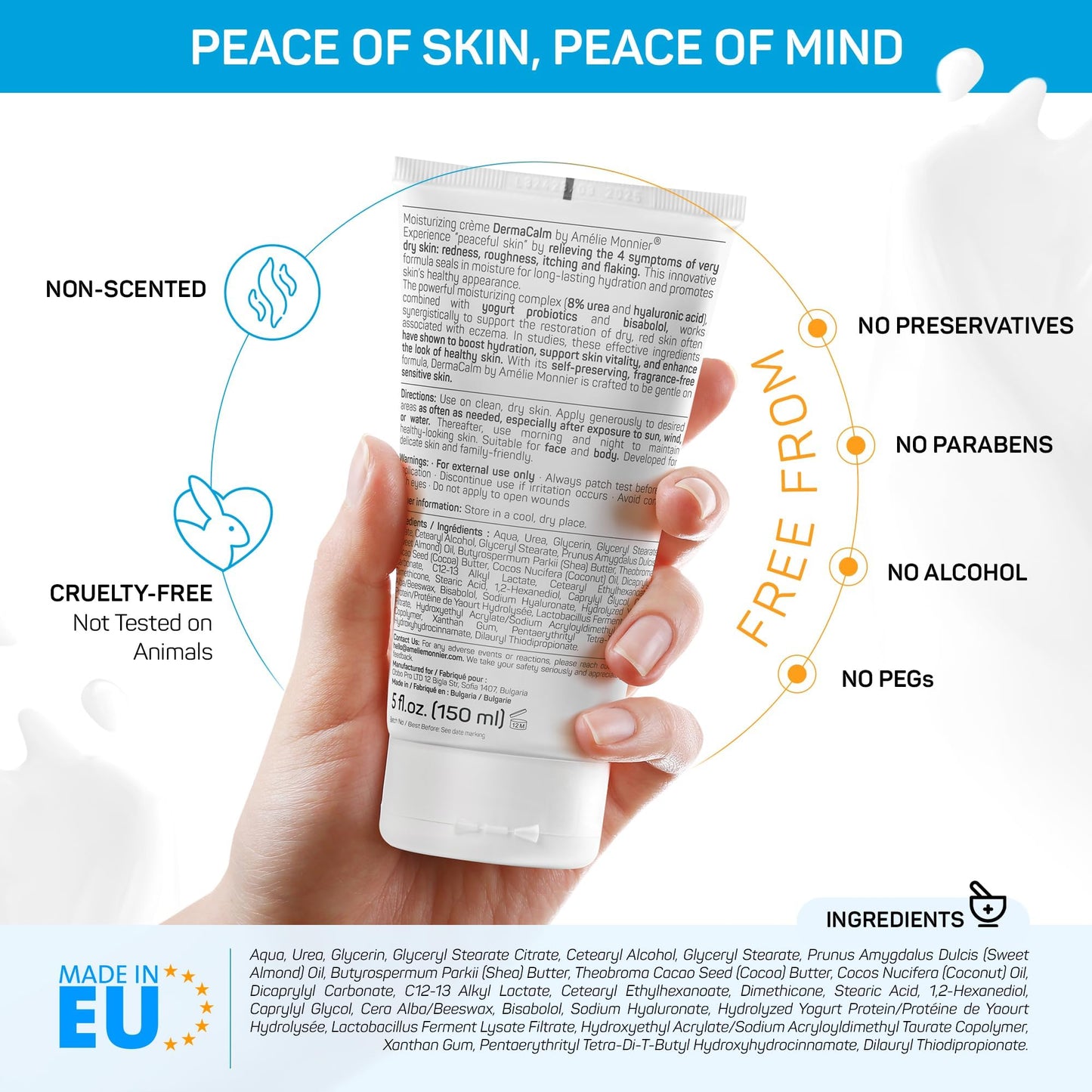 Amélie Monnier Clinically Tested DermaCalm SOS Therapy – Eczema & Dry Skin with Urea 8%, Probiotics