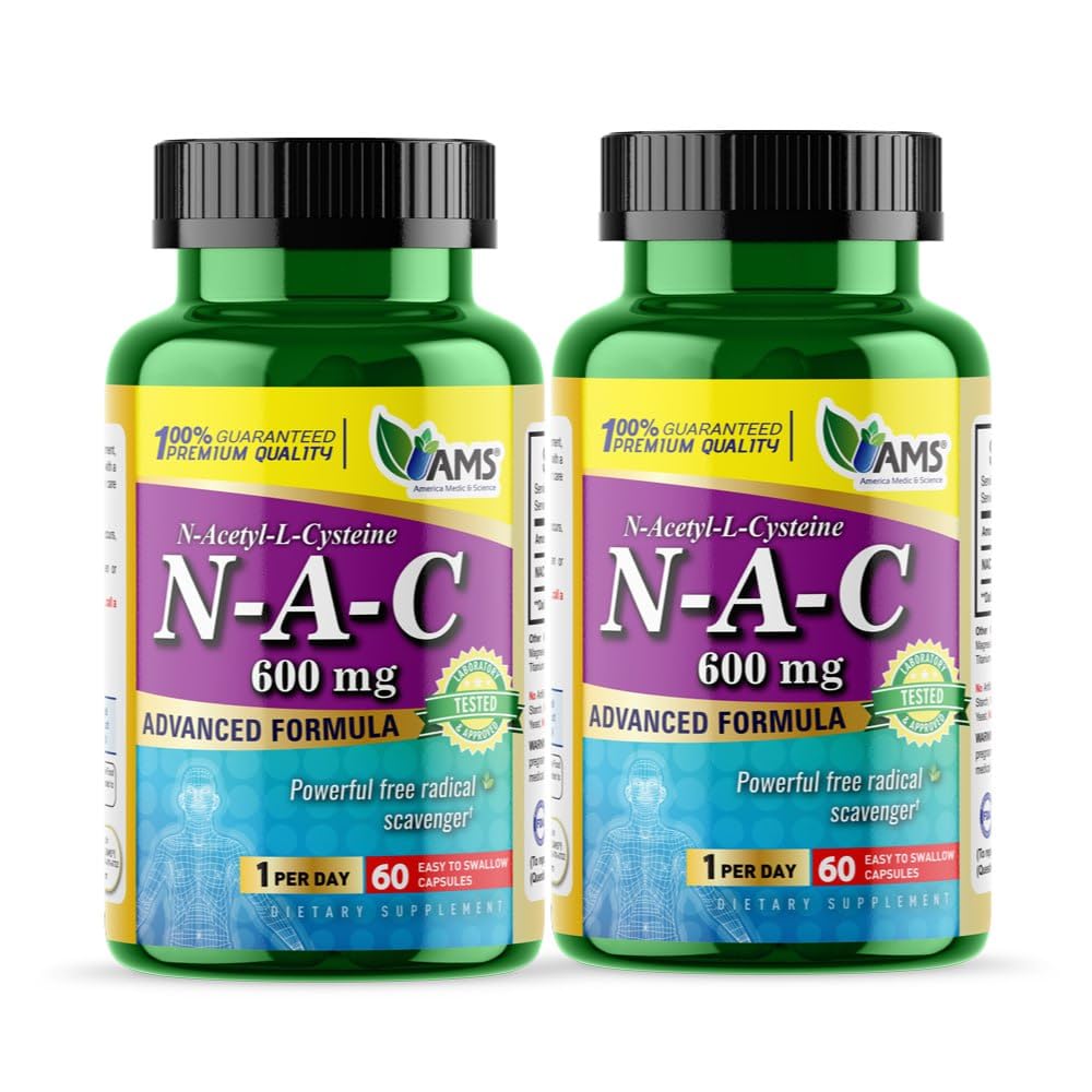 America Medic & Science NAC 600mg – NAC Supplement for Lung Health & Immune Support, Liver Support | 60 Capsules (Pack of 2)