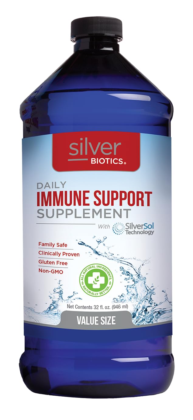 Silver Biotics Advanced Silver Technology with SilverSol Ag4O4 10 PPM – 32 Fl Oz (Pack of 2) | Immune Support
