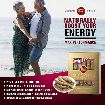 4 Boxes American Ginseng Root — Super Long Jumbo Wisconsin Ginseng (4oz/Box) Performance & Mental Health for Men & Women