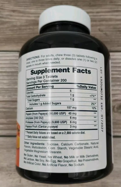 AMERICAN HEALTH Papaya Enzyme Original 600 CT – Digestive Support