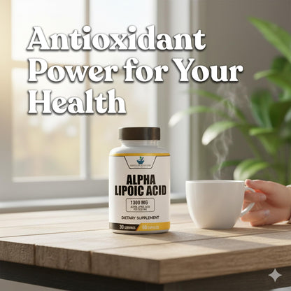American Standard Supplements Alpha Lipoic Acid 1300mg Per Serving - Vegan, Gluten Free, Non-GMO, 60 Capsules, 30 Servings (Pack of 2)