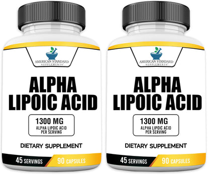 American Standard Alpha Lipoic Acid 1300mg per Serving - 90 Capsules, Pack of 2