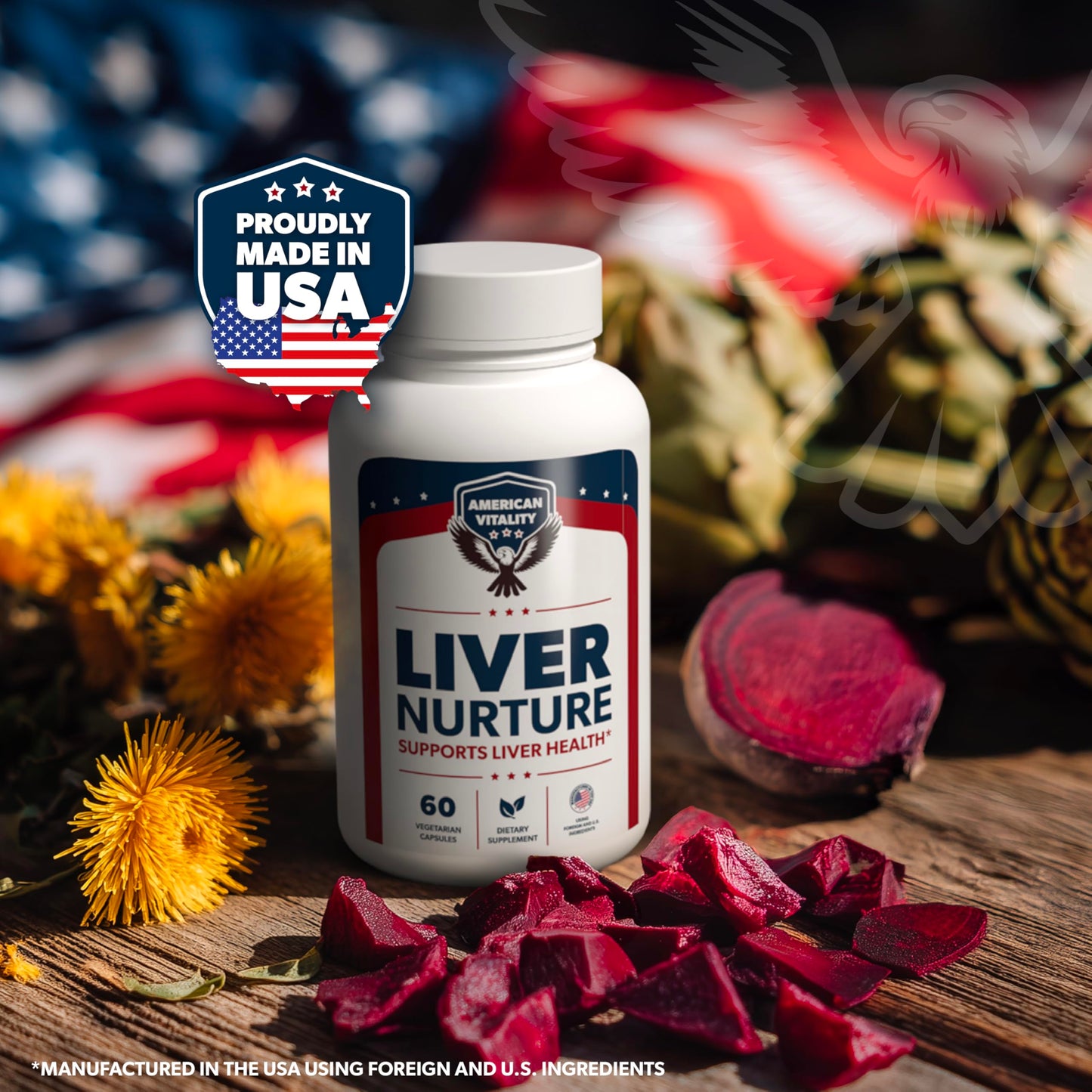 American Vitality Liver Nurture – Liver Support Supplement with Milk Thistle, Artichoke & Dandelion | 60 Capsules