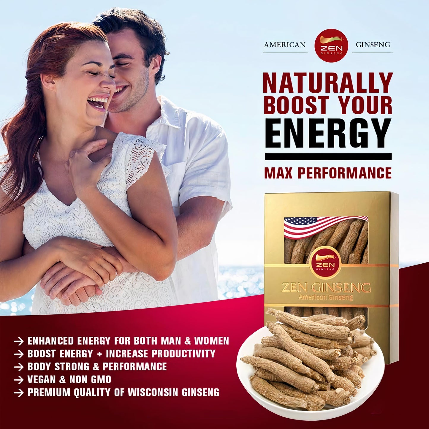 Zen Ginseng – 4 Boxes of American Wisconsin Ginseng, Premium Panax Ginseng (16oz)