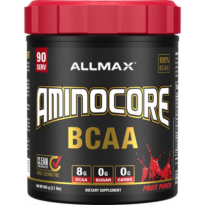 ALLMAX AMINOCORE BCAA – Fruit Punch, 945 g | 90 Servings, 8.18 g BCAA per Serving
