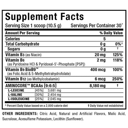 ALLMAX Nutrition AMINOCORE BCAA Powder – 8.18 g Amino Acids, Intra & Post-Workout Recovery, Gluten Free, White Grape, 315 g