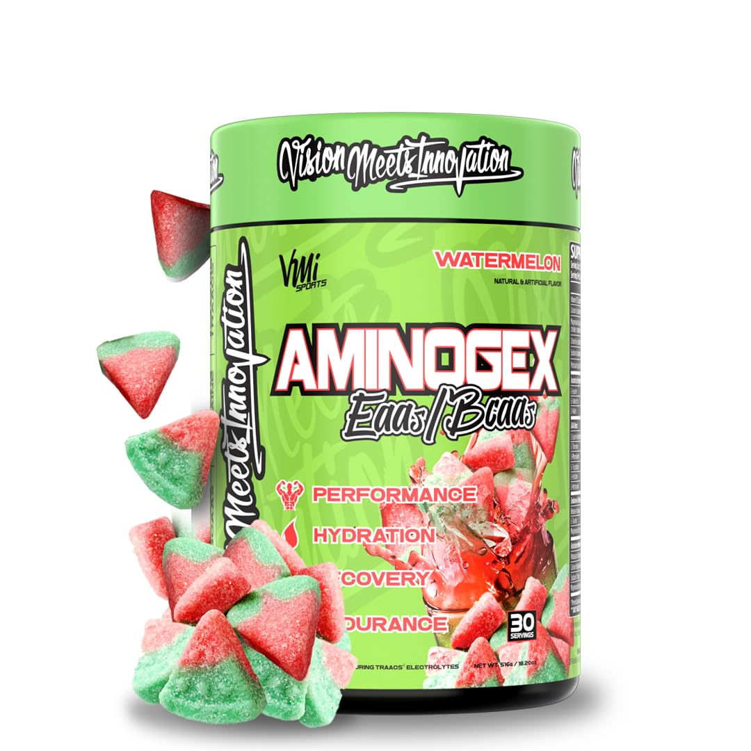 Aminogex Ultra BCAA Powder with Betaine & Glutamine – Intra-Workout Electrolyte Drink (Watermelon, 30 Servings)
