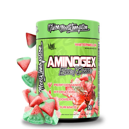 Aminogex Ultra BCAA Powder with Betaine & Glutamine – Intra-Workout Electrolyte Drink (Watermelon, 30 Servings)